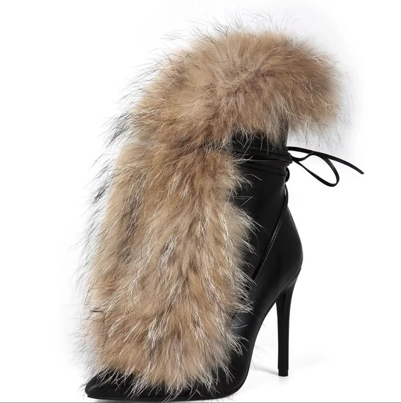 Furry Fur Stiletto Boots